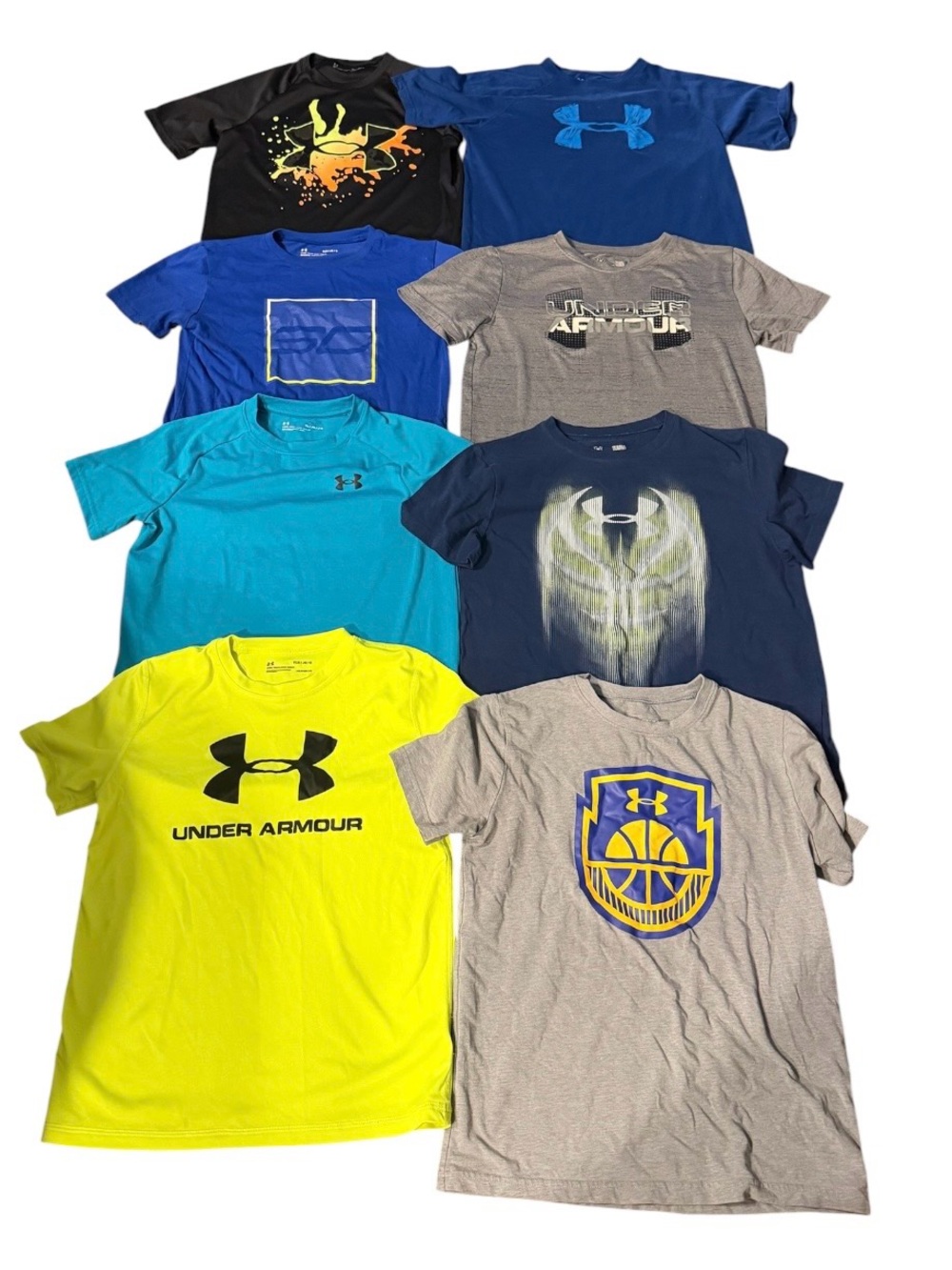 Under Armour Boys L Crew Neck Short Sleeve Graphic Logo T-Shirt 8 shirts